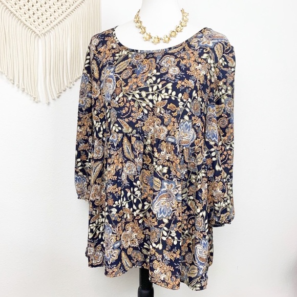 Rokoko by Dazz Tops - Rokoko 3/4 Sleeve Bohemian Top Size Large